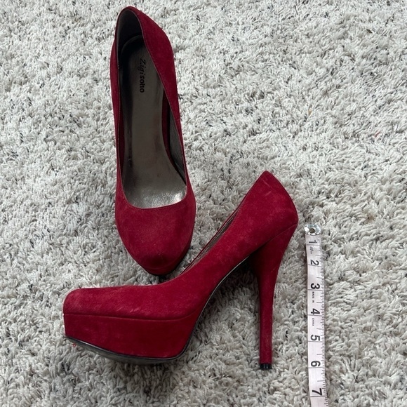 Zigi Soho Suede Leather Red Platform Stiletto Heels Pumps Size 9 Women’s - Picture 5 of 8